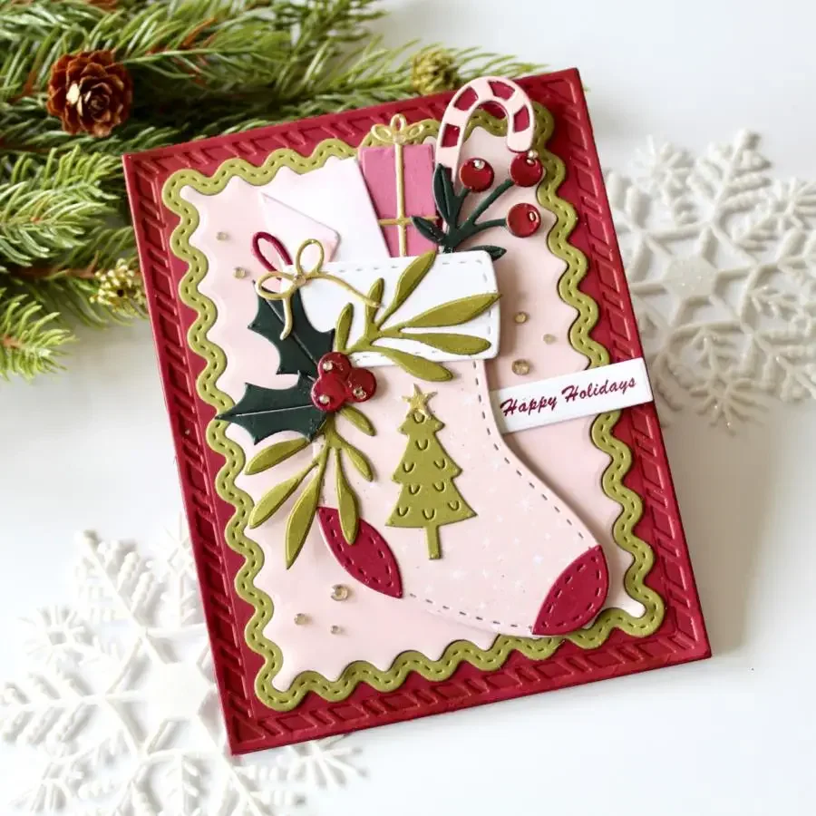 2024 Рождественские носки North Pole Mail Салфетки Деревья Металлические штампы