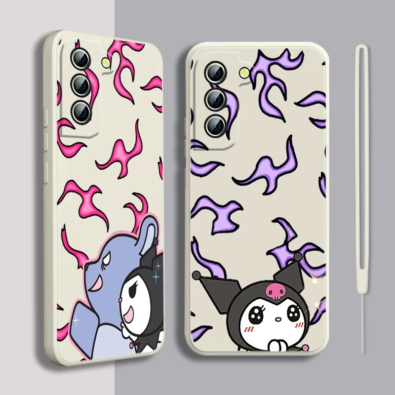 

Kolomi Cute For Samsung Galaxy S22 S21 S20 S10 S9 Ultra Plus Pro FE Liquid Rope Silicone Phone Case