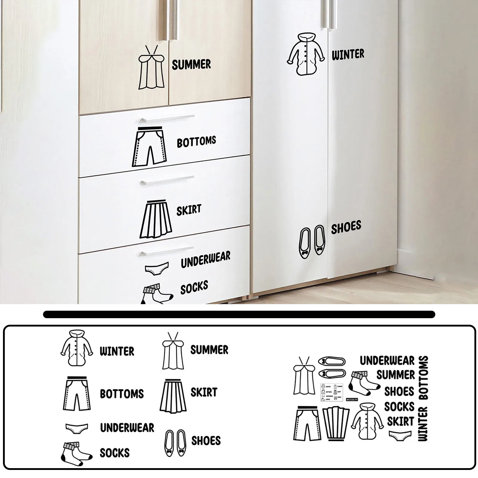 

Clothes Storage Cabinet Slogan Stickers Wall Stickers Self-adhesive Decorative Wall Stickers Creative Home Decor Stickers