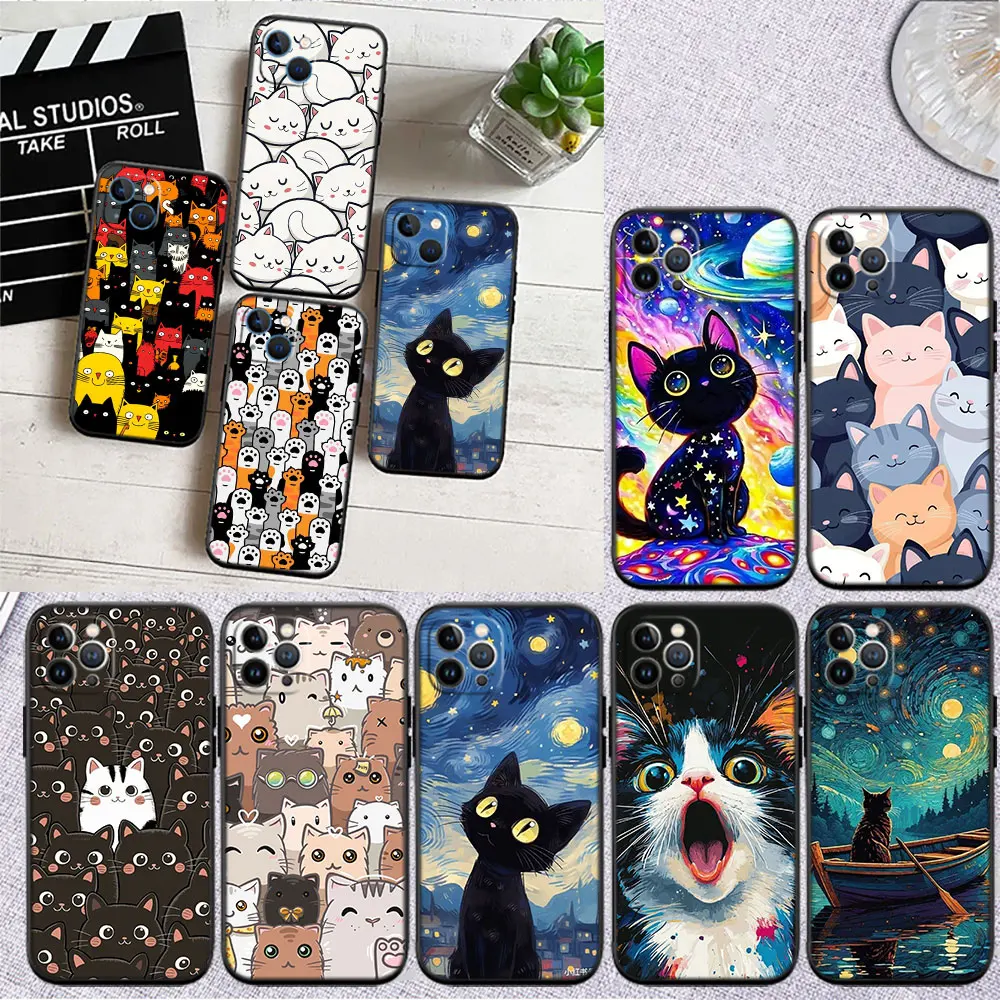 Фото Чехол для телефона MI9 Cat Kitten Meow Soft Shell для iPhone 16 15 14 13 12 Pro Max Plus Mini №1