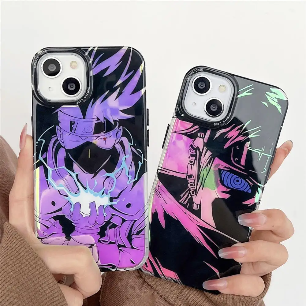

Japan Cartoon Phone Case Laser Gradient Gorgeous Aurora for iPhone 14 Pro Max Fashion Anime Apple 13 12 11 Deluxe Hard Cover