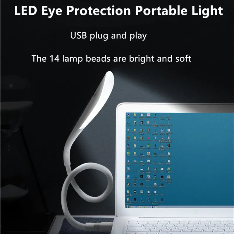 

USB LED Book Light Table Lamp for Power Bank Camping PC Laptops Touch Sensor Dimmable Mini Portable Laptops Reading Night Light