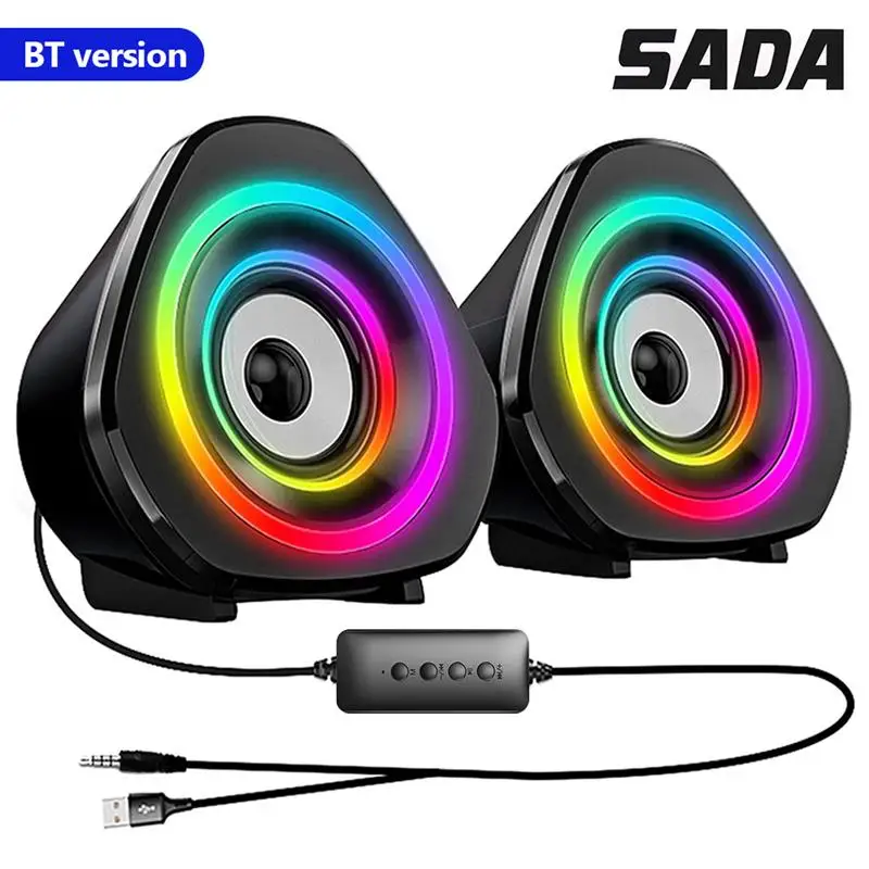 

Проводные колонки SADA V 119 USB, колонки с цветным освещением, басами, стерео музыкальный плеер, сабвуфер, звуковая коробка, компьютерные колонки...