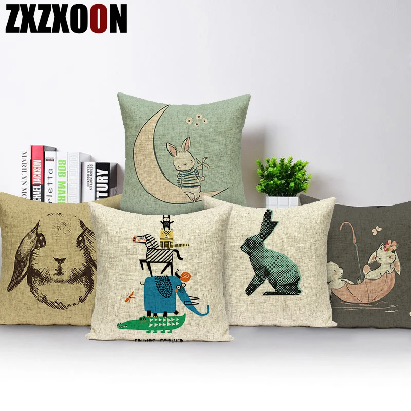 

Милые Мультяшные животные, милые кролики, Декоративные диванные подушки, чехол для дивана, домашняя Подушка, наволочка для детей, декор для ...