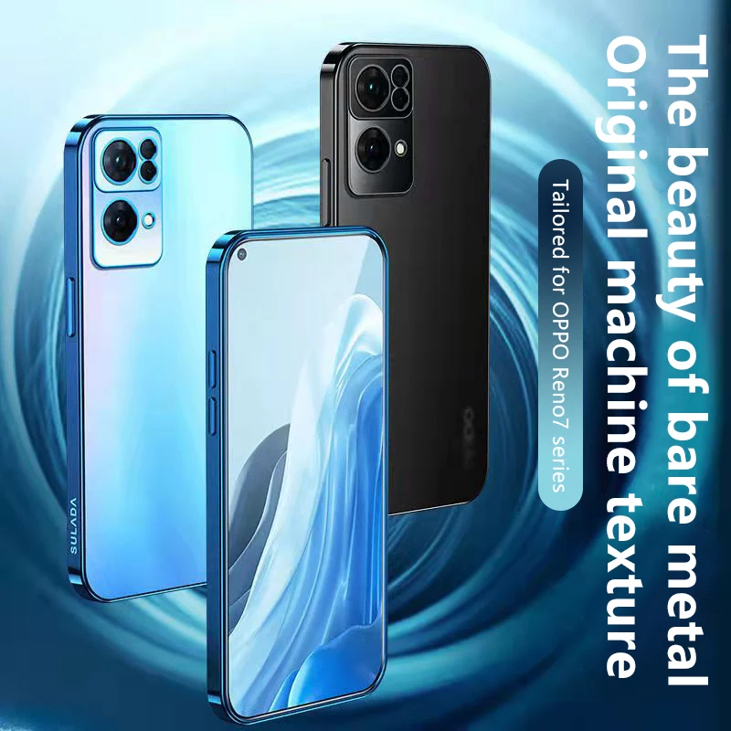 

Ultra Matte Transparent TPU Phone Case Electroplating Edge Anti-fall Shell Fine Hole Lens Protection Cover For OPPO Reno7 Pro 5G