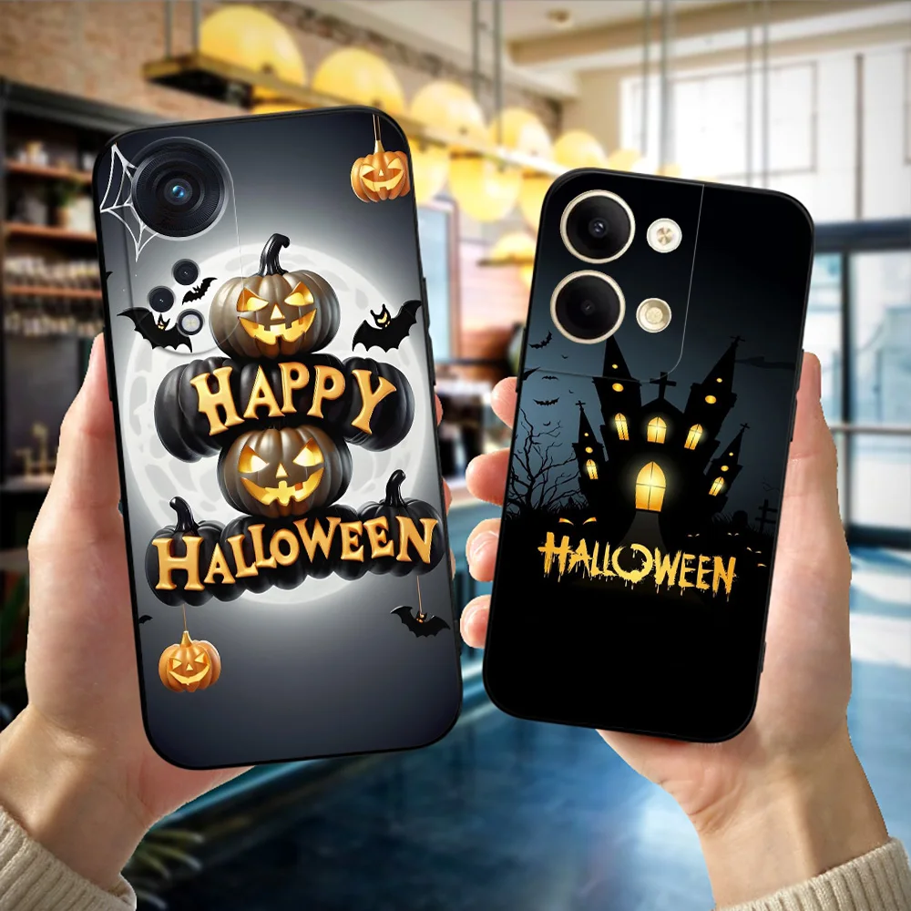Черный чехол из ТПУ для OPPO Reno 7 7Z 8 Lite 4G 5G PRO F11 F17 F15 F19 F19S F21 Happy Halloween