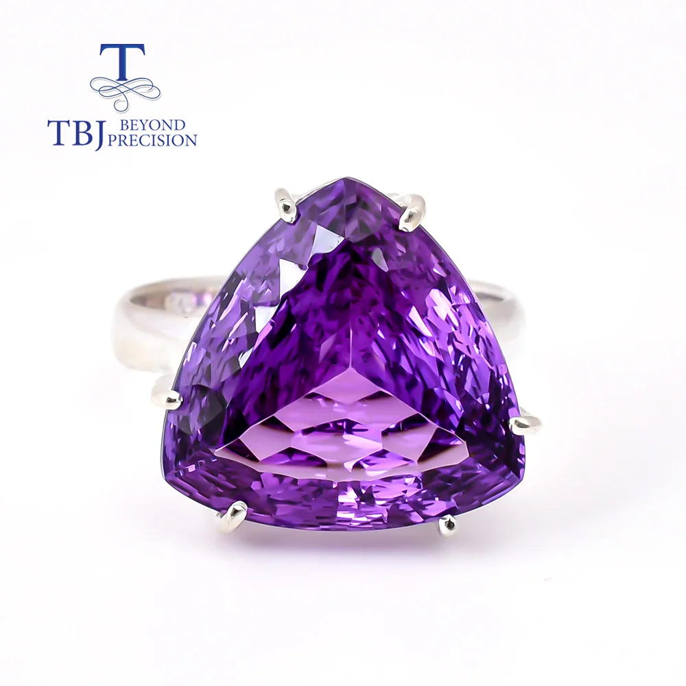 

9.5ct Natural African amethyst ring trillion 16mm bird nest cutting 925 sterling silver women's high jewelry for Daily wear