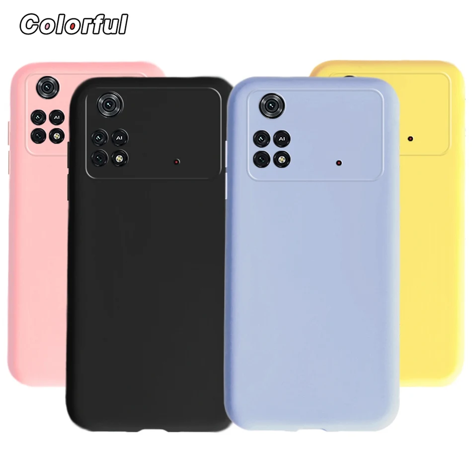 Мягкий силиконовый чехол карамельного цвета для Xiaomi Poco M4 Pro 4G телефона