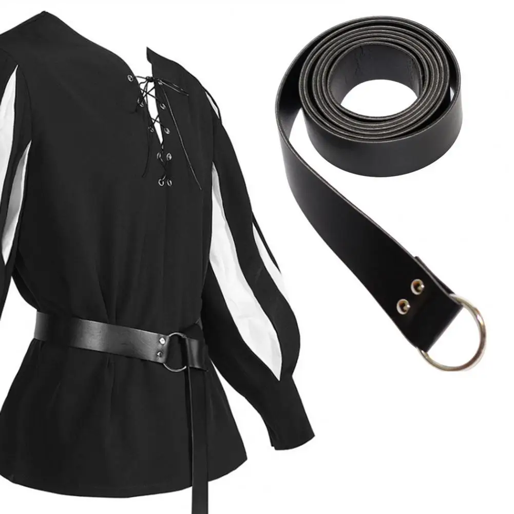 

Retro PU Leather Medieval Belt Renaissance O-shaped Ring Imitation Fighting Knight Waistband Unisex Clothes Costume Accessories