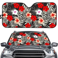 universal car windshield sun shade hibiscus red hawaiian flower design front window sunshade foldable auto covers