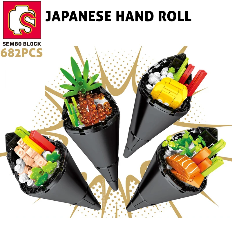 

SEMBO BLOCK City Japanese Bricks Sushi Hand Roll Building Blocks DIY Roleplay STEM Collectible Model Kits Gifts For Kids