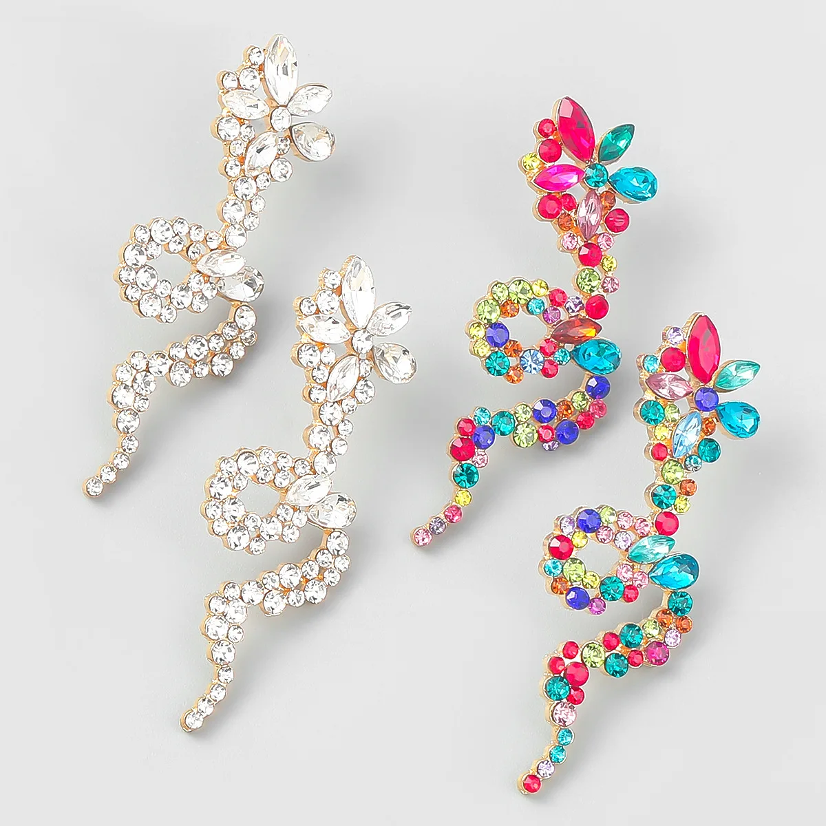 

New Rhinestone Creative Snake Shape Dangle Earrings Women's Earrings Dinner Party Wedding Accessories Fashion Statement Jewelry
