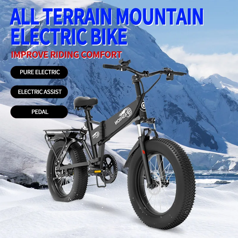 Mountain Bike Folding Electric Bicycle 1000W 48V 14AH Removable Battery 26 INCH Fat Tire 50 3 Mode LCD Display Men's Road  EBike