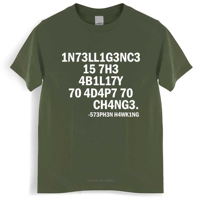 

Cotton Tshirt Men Tops Intelligence is the ability to adapt to change! earth global warming vaccines chemtrails flat T-shirt