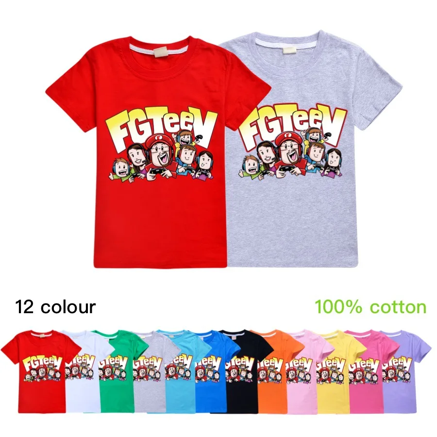 

2-16Y 2023 Youtube FGTeeV Family Gaming Team Kids Clothes Boys Cotton T-shirts Girls Fashion Summer Tops Children Casual Tee