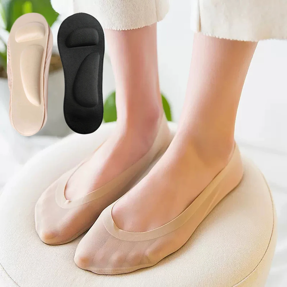 3D Arch Support Flat Feet Insoles Women High Heels Shoes Insert Orthopedic Insoles for Shoes Invisible Breathable Ice Silk Socks