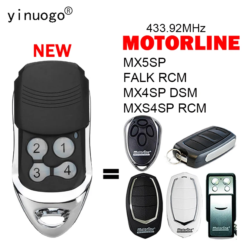 

For MOTORLINE MX5SP FALK RCM MX4SP DSM MXS4SP RCM Garage Door Remote Control 433.92MHz Rolling Code Gate Opener MOTORLINE FALK