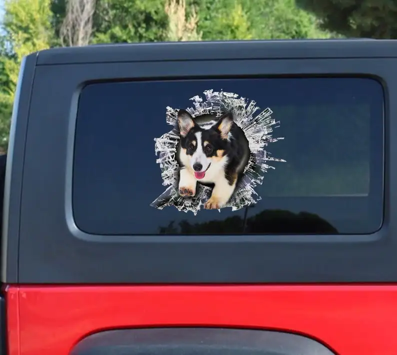 

Tri-color corgi window decal, corgi window sticker, funny corgi decal