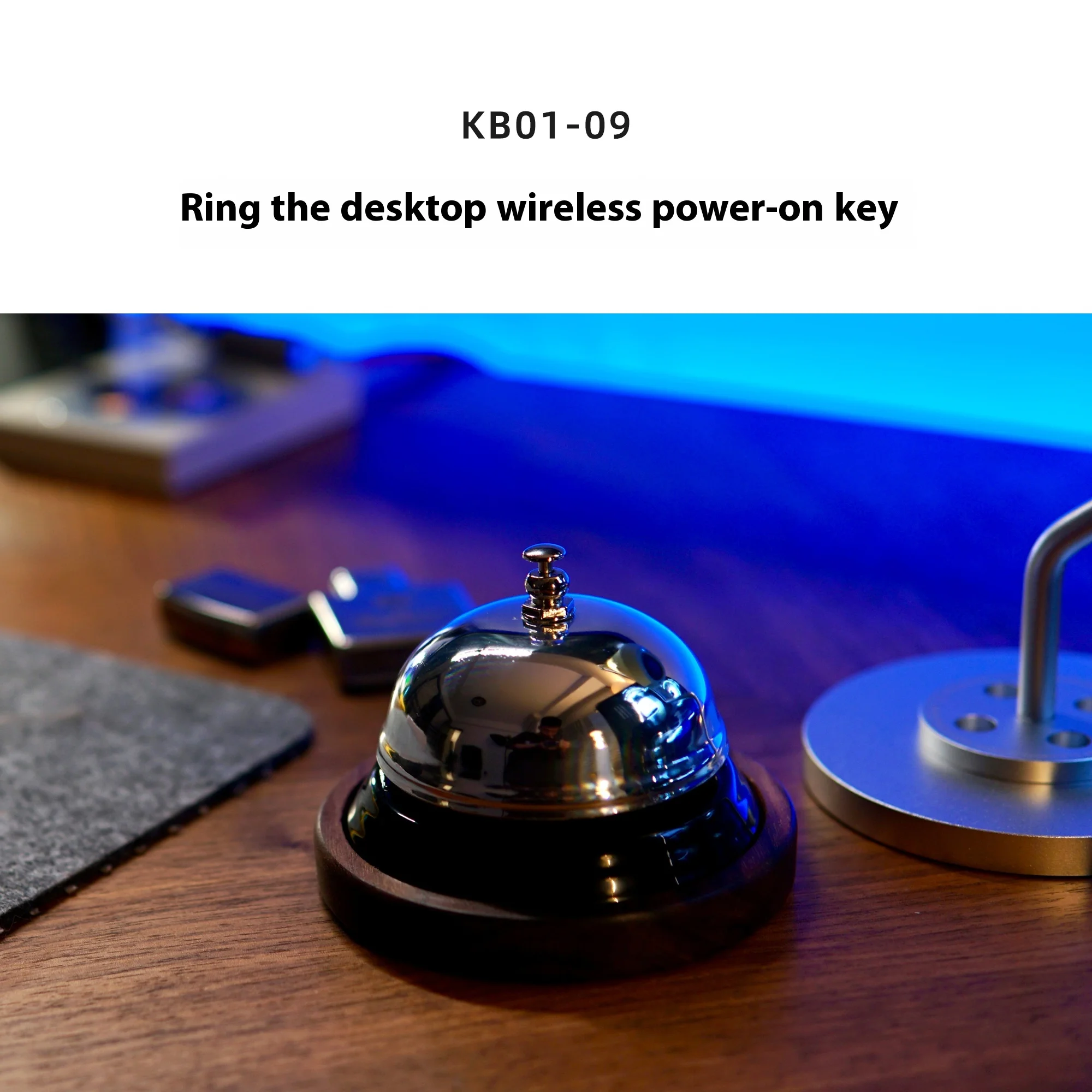 Фото DOIO KB01-09 Беспроводной ключ питания Настольный стартер с открытым звонком Внешний настольный переключатель Портативный стальной фюзеляж из черного ореха на заказ №5