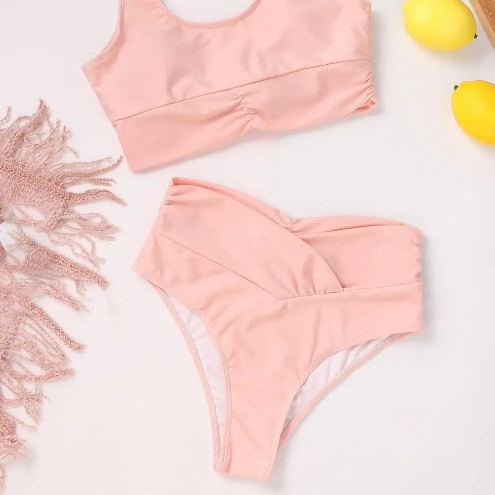 

Шикарный купальный костюм с подкладкой, разрезанный купальный костюм, женский плиссированный комплект с бюстгальтером пуш-ап и трусами