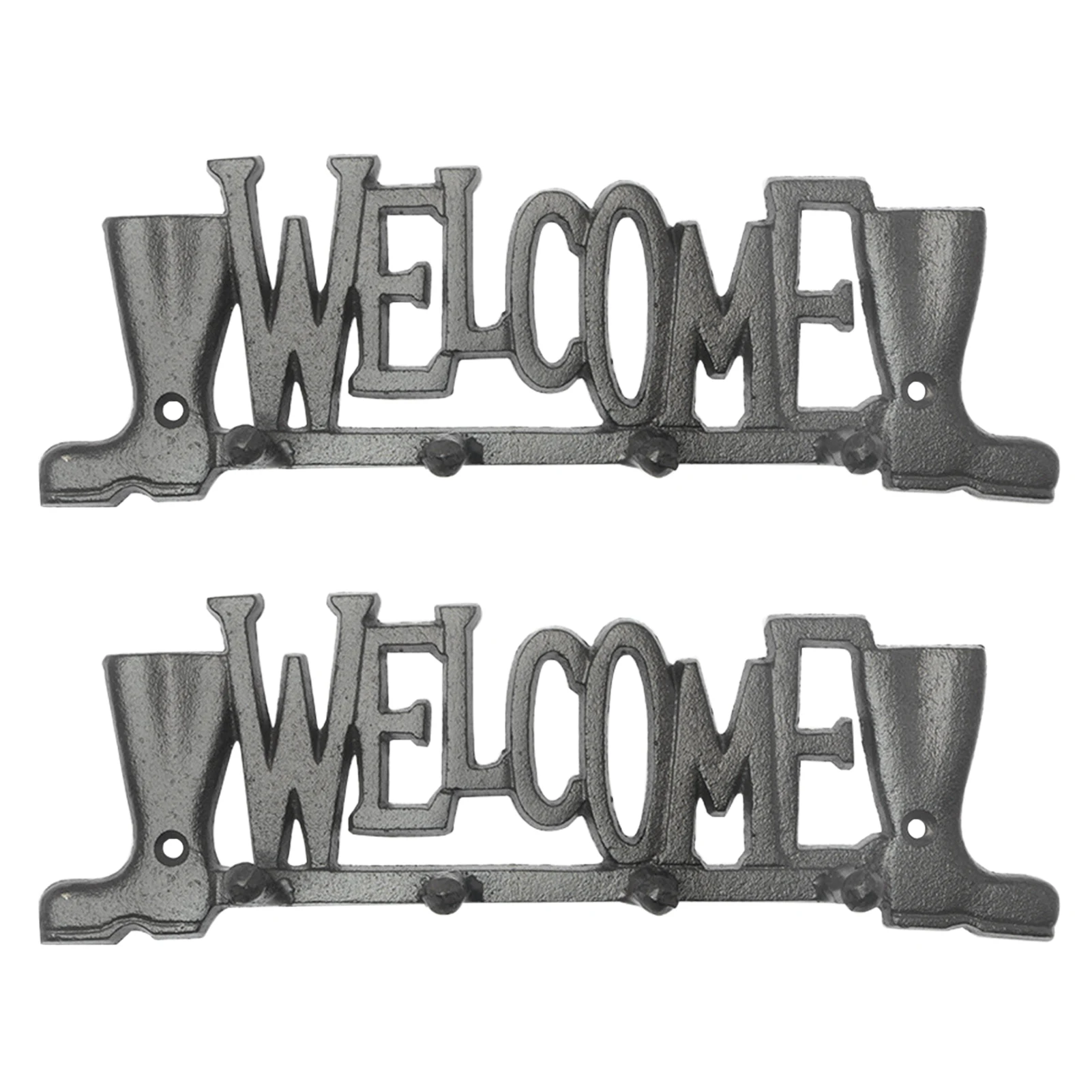 

2pcs Wall Mounted Clothes Hanger Storage Rack For Scarf Bag Rustic Vintage Cast Iron Coat Hook Key Holder Heavy Duty Home Decor