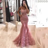 elfin pink mermaid formal evening dress sleeveless sexy v neck long prom party gowns custom made evening party gowns