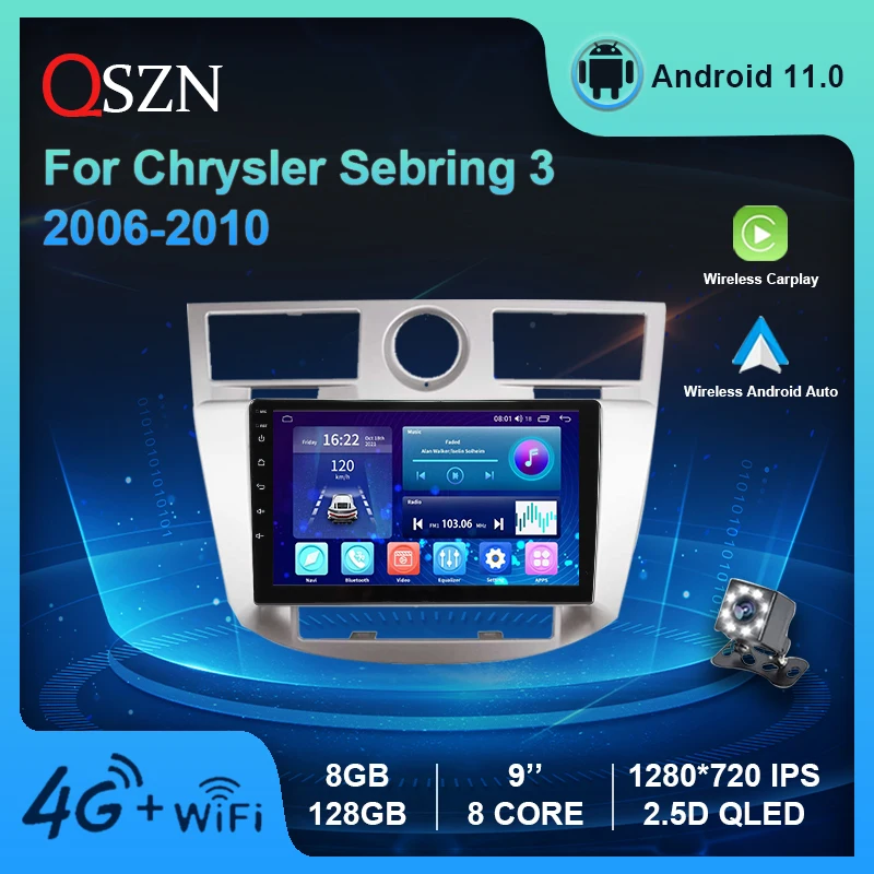 

Autoradio For Chrysler Sebring 3 JS 2006-2010 Android11Car Radio Multimedia Video Player DSP Navigation GPS 8+128G Carplay Auto