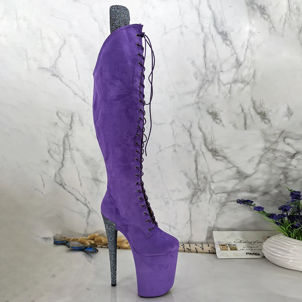 Leecabe  23CM/9inches Pole dancing shoes High Heel platform Boots closed toe Pole Dance boots