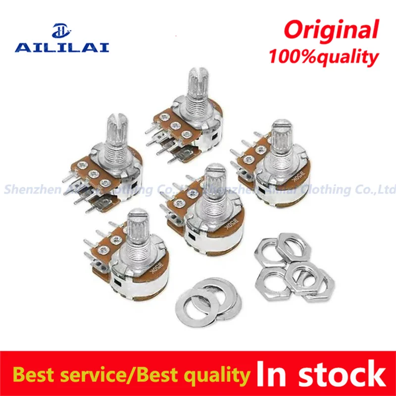 5 шт. WH148 20 мм 6-контактный линейный потенциометр с гайками и шайбами 1K 2K 5K 10K 20K 50K 100K