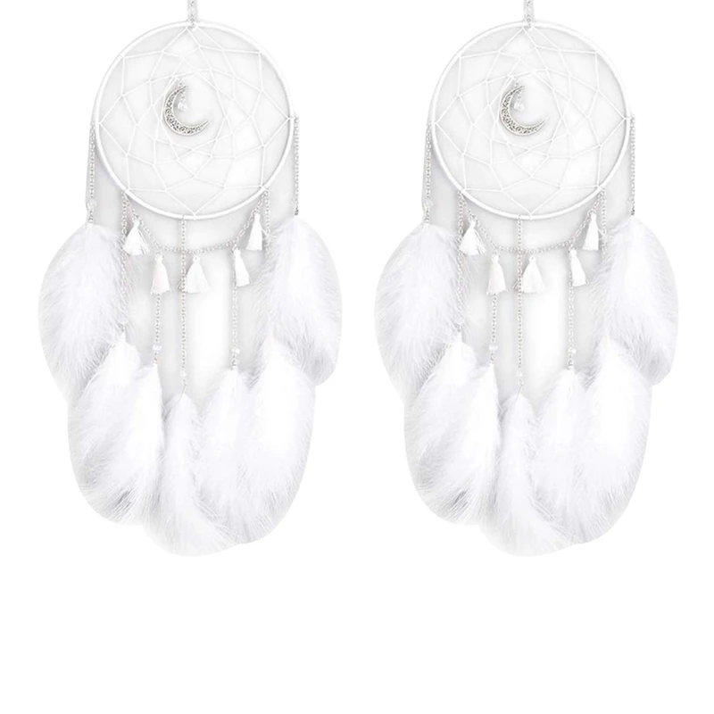 

2X LED Dream Catcher, Handmade Dream Catchers For Bedroom Wall Hanging Home Decor Ornaments Craft (White)