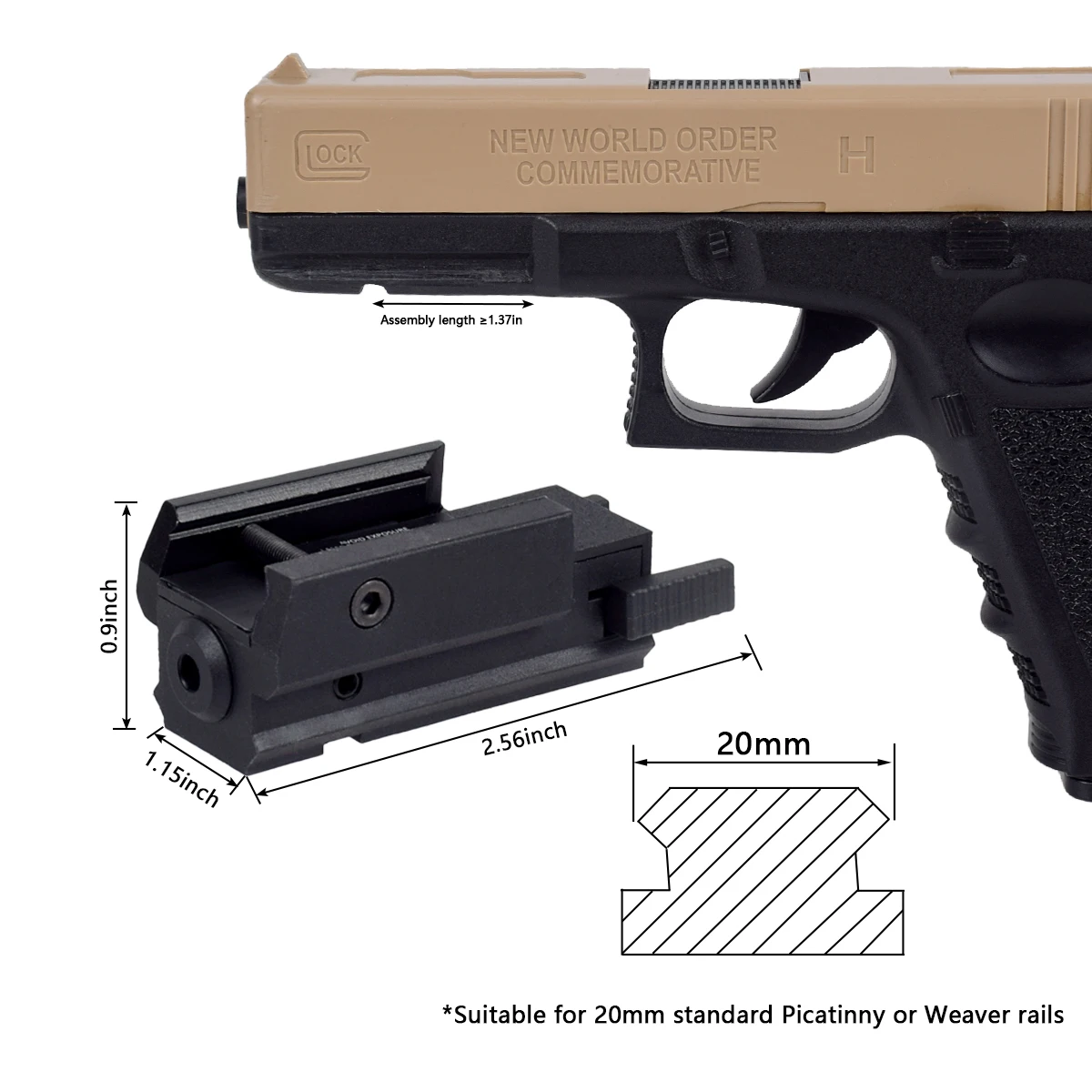 Тактический перезаряжаемый пистолет Glock 17 18c 19 зеленый лазерный прицел