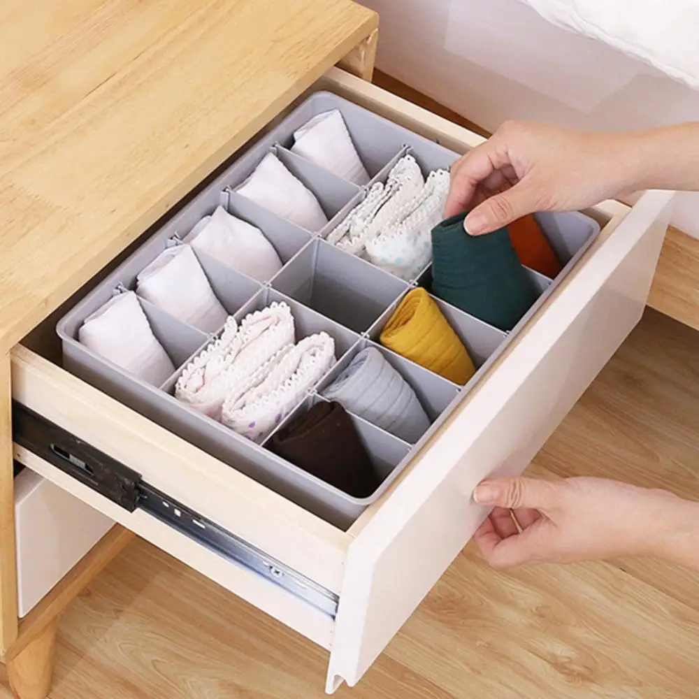 

Multi Grid Underwear Organizer Closet Bras Briefs Socks Ties Storage Drawer Box