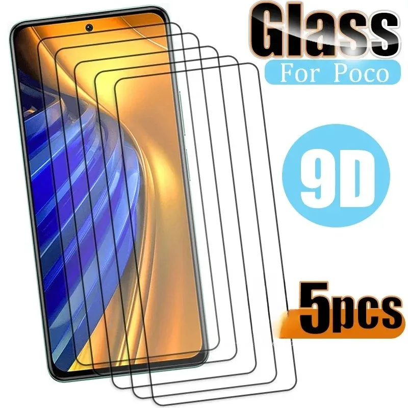 5 шт. полное стекло для Poco F4 M5 M5S X4 X3 M4 M3 Pro 5G NFC Защитные пленки экрана Xiaomi Mi 11 12T 11i 10T 9