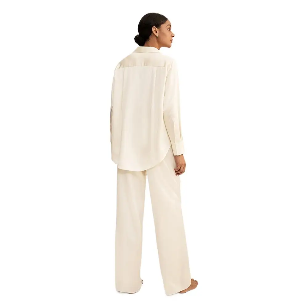 22 Momme Viola Oversized Silk Satin Pajama Set 2022 New Femme Casual Sleepwear Suits Ladies Overalls Real Silk Ensemble Femme