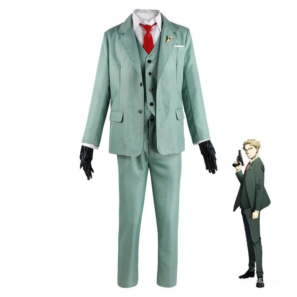 

Anime Spy Family Loid Forger Cosplay Costume Light Green Red Twilight Outfit Adult Unisex Uniform Suit Halloween Party Gifts