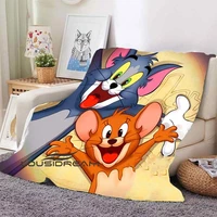 american cartoon cat and mouse war plush blanket home travel cute printing soft blanket children rest air conditioning blanket