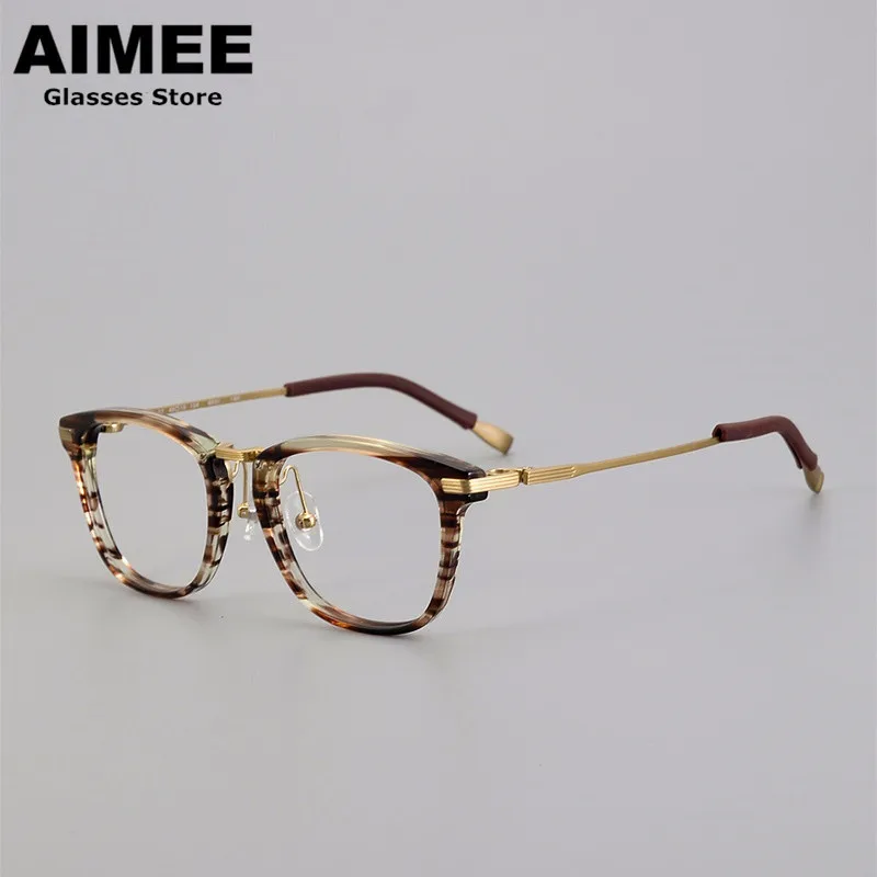 Японская дизайнерская оправа для очков из чистого титана Мужские квадратные