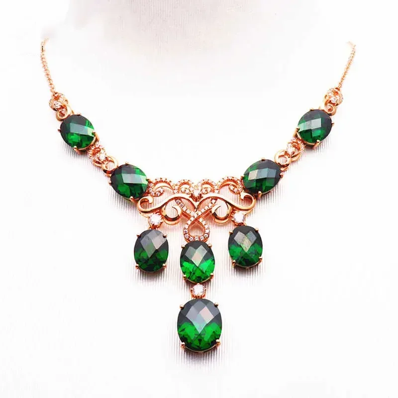 Модное зеленое драгоценное камни роскошное ожерелье в дворцовом стиле