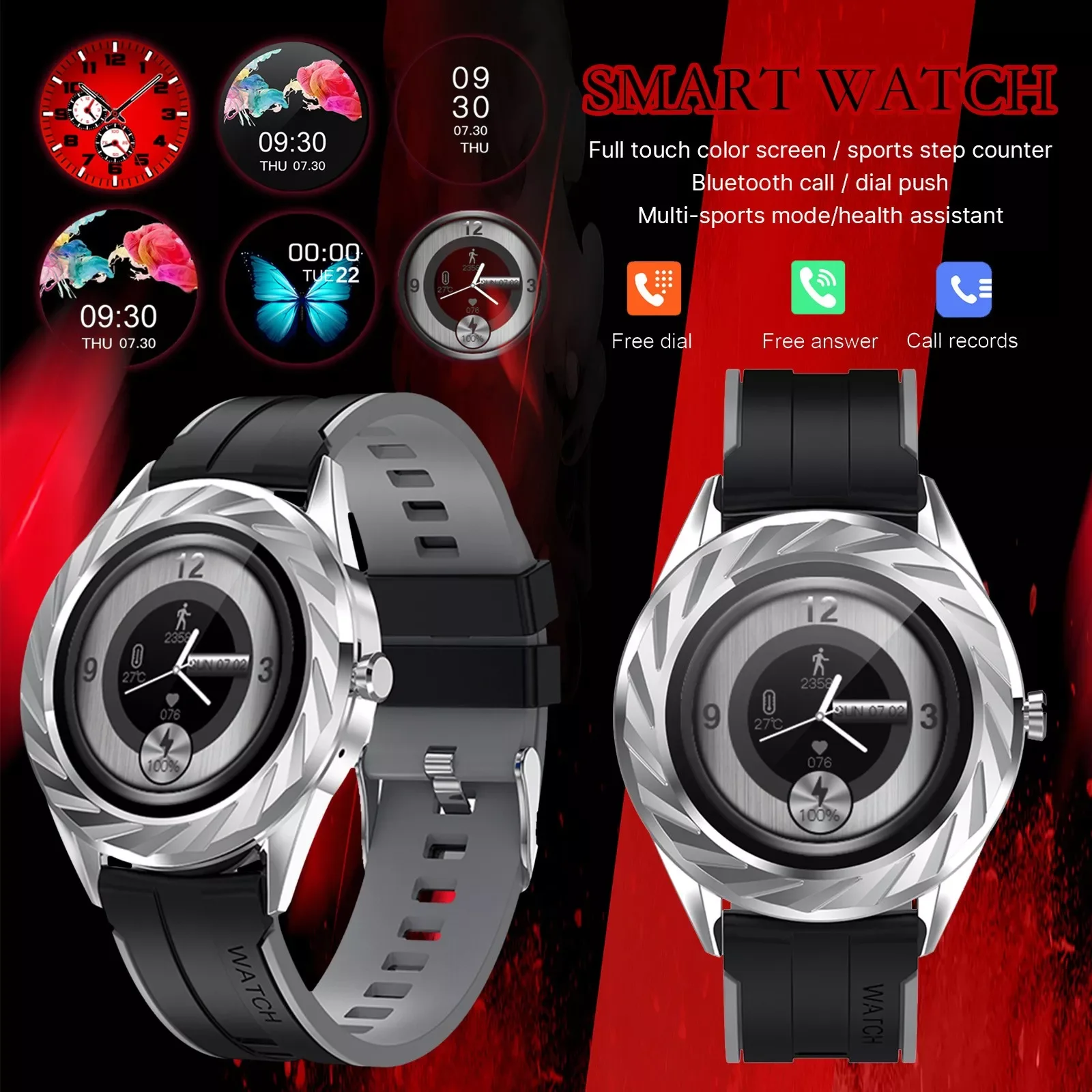 

Smart Watch for Android Phones Call And Text DT10 Smart Bracelet 1.54 Inch Round Call Pedometer Health Sports Gear Fit 2 Pro