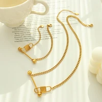 heart lock necklace and bracelet gold color jewelry sets for women 316l stainless steel 18k accessories girls party shiny set