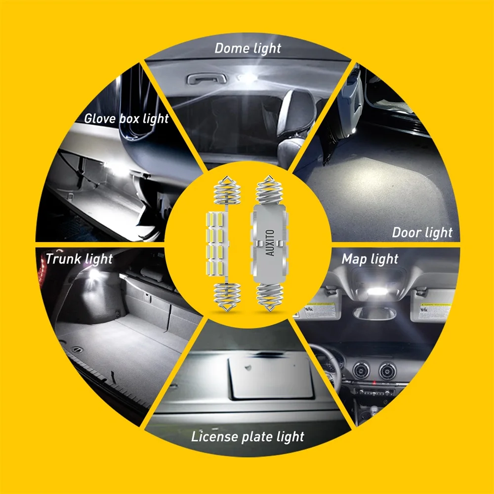 4 шт. Festoon C10W C5W светодиодный 39 мм-42 мм Canbus 6500K White для автомобильного интерьера