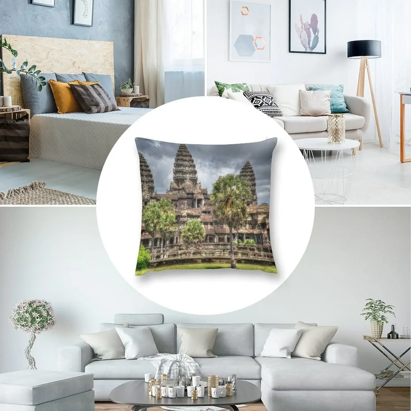 Angkor Wat Temple Cambodia Декоративная подушка Рождественские наволочки Подушки для дивана