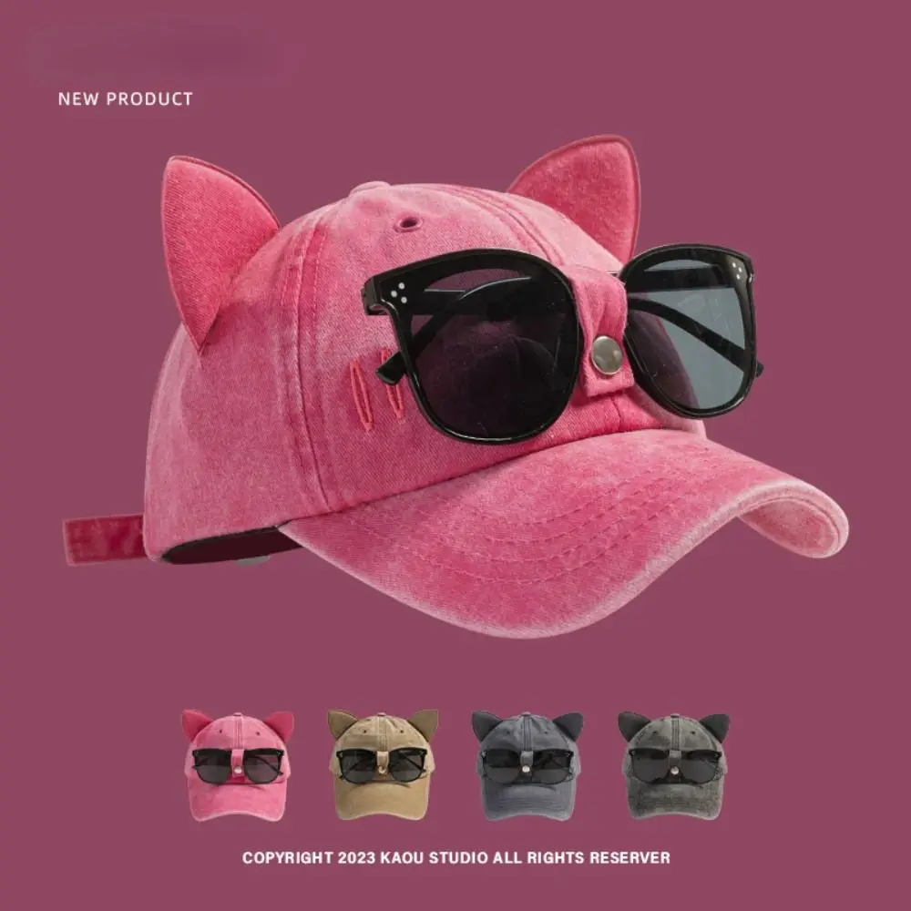 

Outdoor Sports Ears Pilot Baseball Caps Fashion Retro Cotton Adjustable Peaked Cap Snapback Sunscreen Hats Women