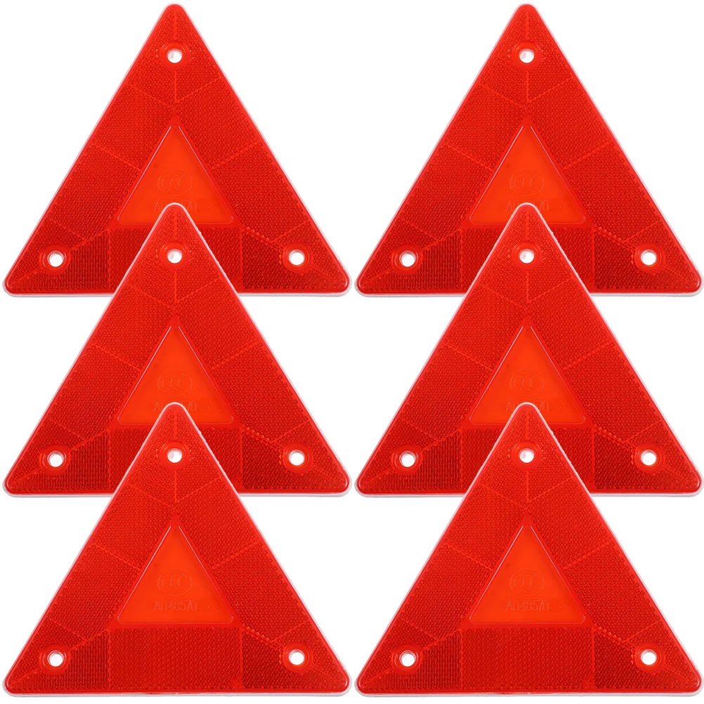 

6 Pcs Triangular Reflector Car Triangle Safety Signs Slow Moving Warning Kit Reflectors Vehicle Body Cars Reflective Trailer