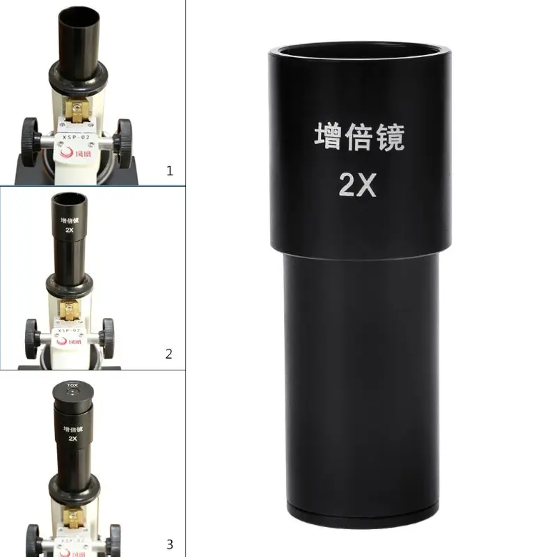 2X Bio-microscope Barlow Lens Mounted Biological Microscope Eyepiece Adapter Size 23.2mm |
