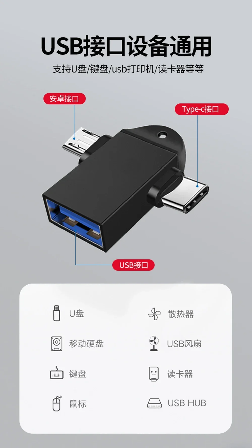 2-в-1 Type-C Micro USB OTG адаптер для Android Huawei 3.1 преобразователь передачи данных планшета