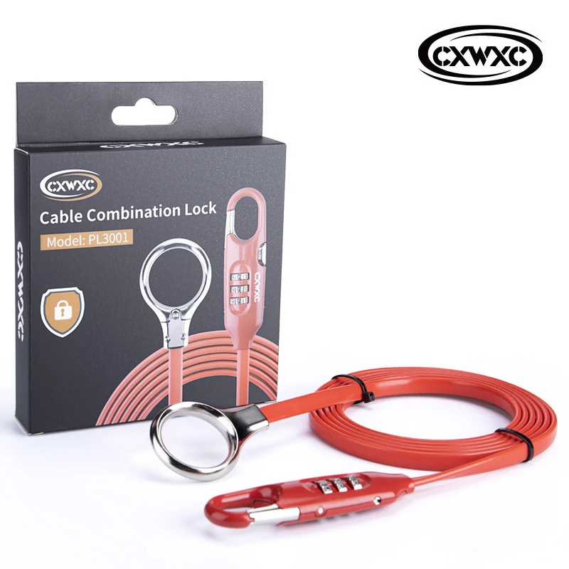 

CXWXC PL3001 Mountain Bike Password Lock EIEIO Zinc Alloy Cable Locks For Helmet Luggage Wheel Bicycle Accessories