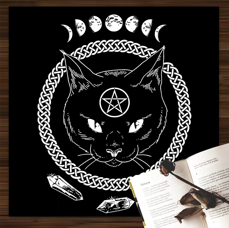 

Скатерть Sun witchcraft с черной кошкой, таро, картой, скатерть, алтальная ткань, языческая Астрология, коврик для карт с изображением оракла, домаш...
