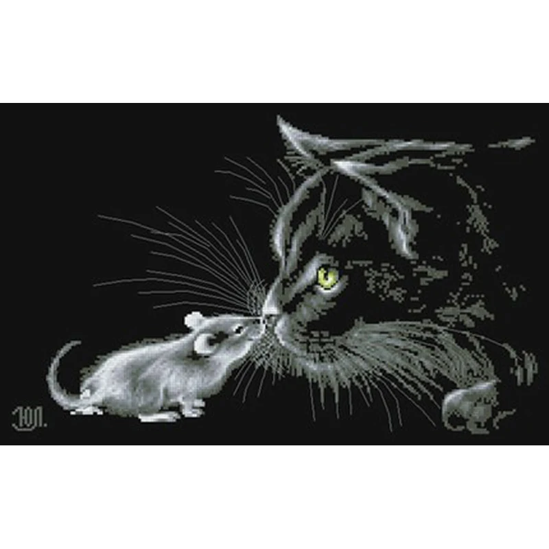 

Вышивка крестиком 14CT, искусственная кошка и мышь, сделай сам