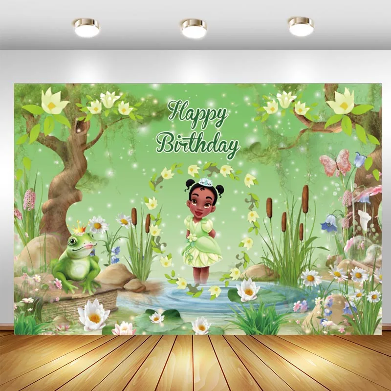 

Disney Baby Tiana Backdrop Baby Shower Girl 1st Birthday Party Princess And Frog Photo Background Photo Studio Props Banner